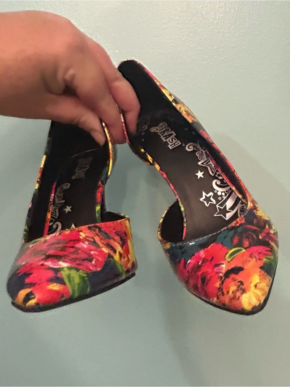 Y2K Brash Womens Karah D'orsay Shoes Yellow Floral Pointed Toe Slim Heels SZ 6.5